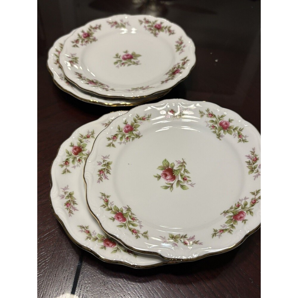 Haviland Bavaria China Moss Rose Set of 4 Dessert Salad Plates 7.5”